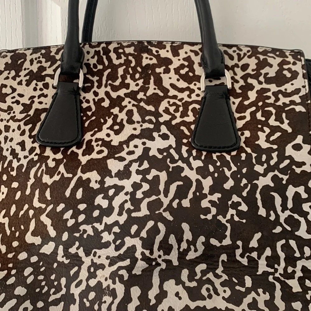 Michael Kors Calf Hair‎ handbag animal print leather tote bag black brown